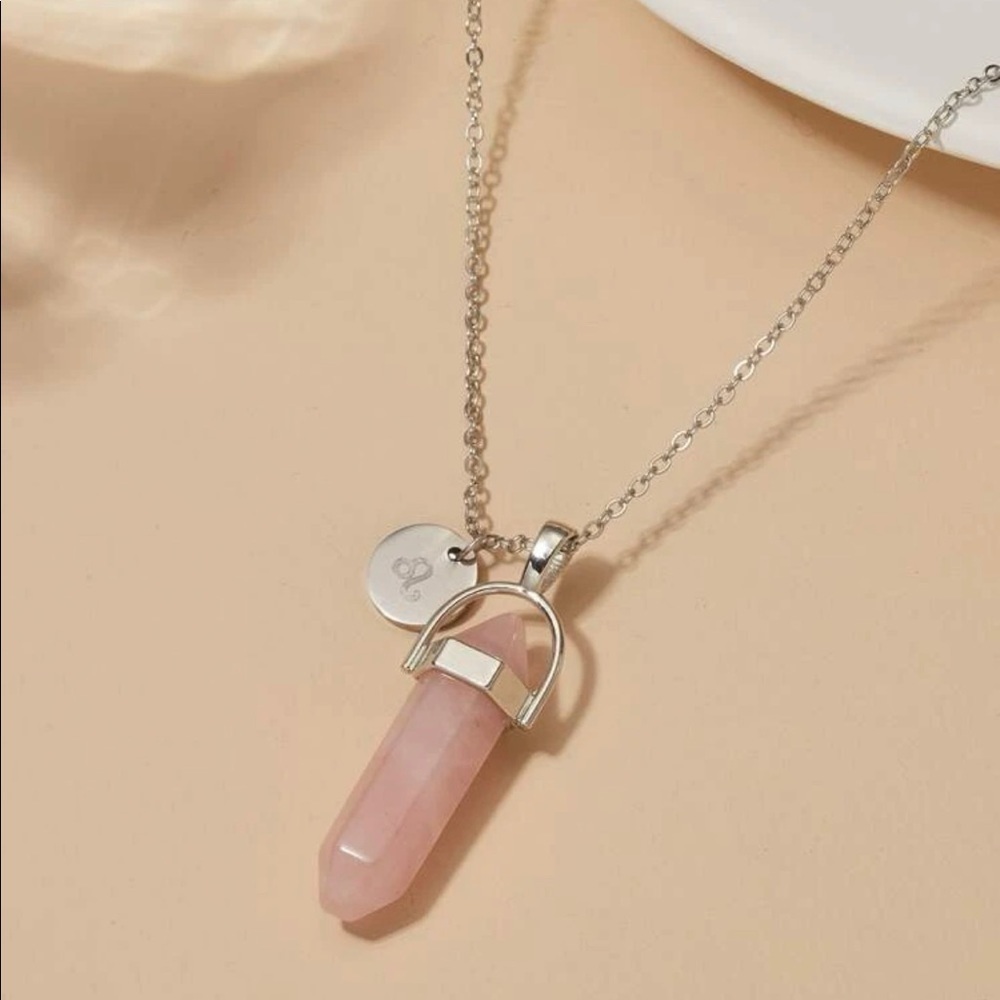 Leo Rose Quartz Silver Chain Necklace